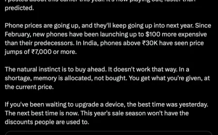 Artificial intelligence demand increases memory costs and raises smartphone prices.
