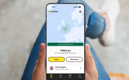 Norton VPN global server map showing expanded network locations and the IP switching interface.