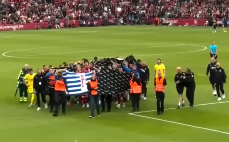 Christian Eriksen receiving medical attention on the pitch during a Denmark friendly match.