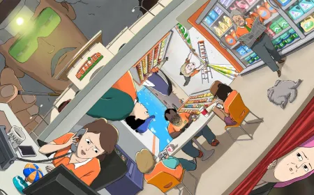 Promotional artwork for the animated series Dealies depicts retail employees working inside a large big-box store.