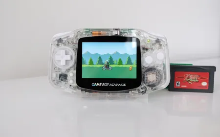 Game Boy Advance portable console highlighting engineering and design features.