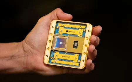 The Majorana 2 topological quantum chip features a specialized lead and indium material stack.