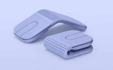 The Logitech Mobi Fold is a compact foldable mouse designed for mobile professionals.
