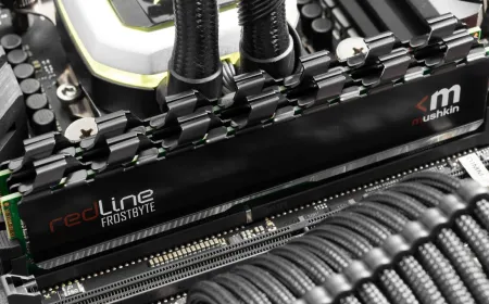 DDR4 memory modules move along a semiconductor production line to address global hardware supply constraints.