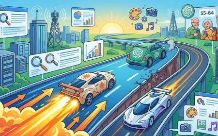 Graph showing Claude search traffic growth and shifting artificial intelligence search trends