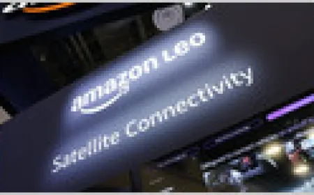 The image displays the Amazon Leo satellite constellation deployment timeline and the FCC deadline waiver.