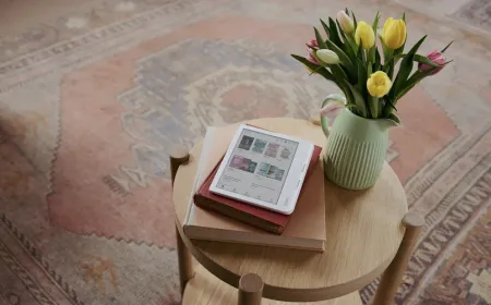 A lineup of modern e-readers and tablets displays alternative hardware for digital reading.