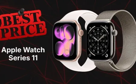 The Apple Watch Series 11 is shown with pricing information for the Prime Day 2026 sale.