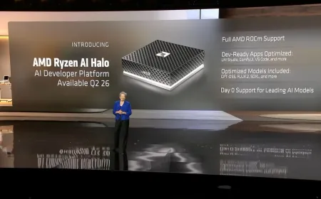 AMD Ryzen AI Halo Developer Platform compact workstation with 16 cores and 128GB unified memory.