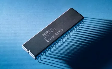 Intel 8086 microprocessor chip, the first x86 processor introduced by Intel in 1978.