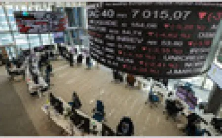 Financial analysts review stock market data related to customer service outsourcing.