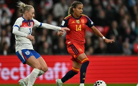 The Spanish and English women's national teams prepare for a World Cup qualifier broadcast.