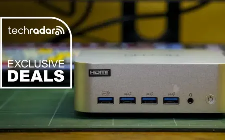 Compact Geekom A9 Max 2026 Edition mini PC chassis with visible input ports.