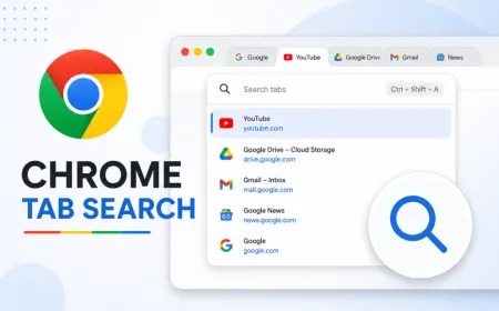 The Chrome browser tab strip displays the permanently fixed Tab Search icon on the right side.