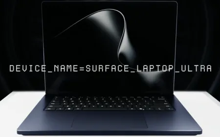 Microsoft Surface Laptop Ultra 15-inch laptop shown open with its keyboard and screen visible.