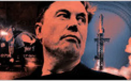 Elon Musk addresses reporters at a SpaceX event ahead of the company's initial public offering.