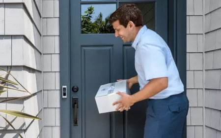 The Ring doorbell app displays the Familiar Faces feature with recognized visitor profiles and privacy settings.