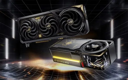 Asus ROG Edition 20 hardware collection features a curved AMOLED graphics card, power supply, and matching peripherals.