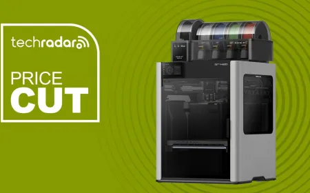 The Bambu Lab H2D desktop 3D printer features an independent dual extruder system and a heated build chamber.