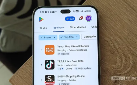 The updated Google Play Store interface displays redesigned purchase dialogs and simplified app discovery