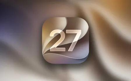The iOS 27 update includes a customizable camera interface and third-party AI extension support.