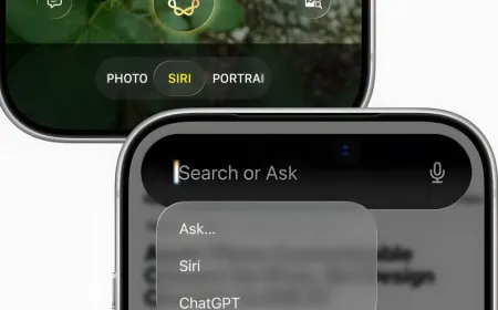 A conceptual rendering displays the redesigned Siri interface and camera layout for iOS 27.