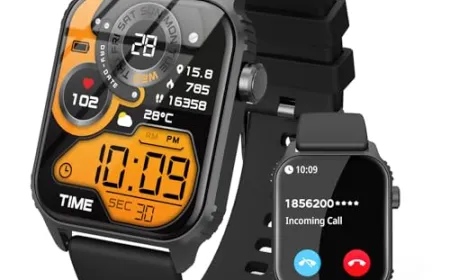 A smartwatch displays productivity metrics and notification filters on a wrist.