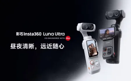 Insta360 Luna Ultra gimbal camera with 8K Leica dual-lens system.