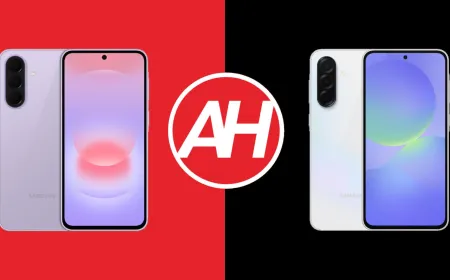 The Samsung Galaxy A37 and A36 smartphones are displayed side by side for hardware comparison.