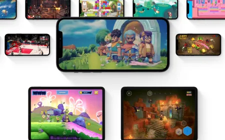 The promotional banner displays four new Apple Arcade games released in June.
