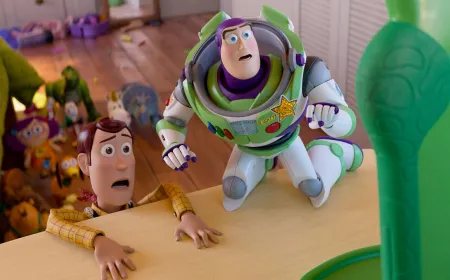 Promotional artwork featuring Woody, Buzz, and Jessie for the upcoming Toy Story 5 film.