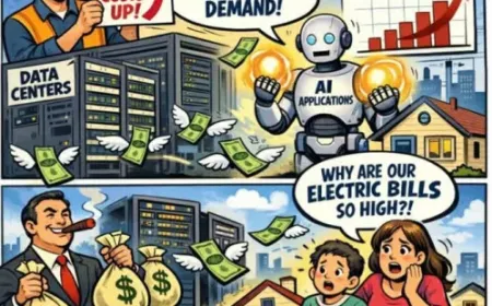 Graphic depicting artificial intelligence targeting American data centers