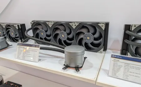 SilverStone HailStone 420 liquid cooler with copper base waterblock and fans at Computex 2026