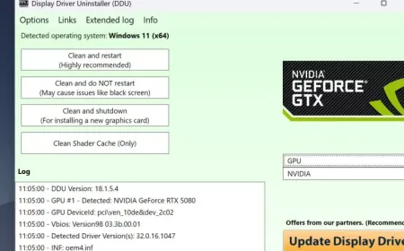 The Display Driver Uninstaller window displays options for removing GPU drivers.