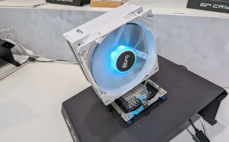 Cryorig display of updated cooling hardware and an E-ATX chassis at Computex 2026.