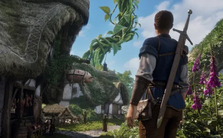 A Fable reboot settlement scene illustrating dynamic population mechanics and NPC interactions.