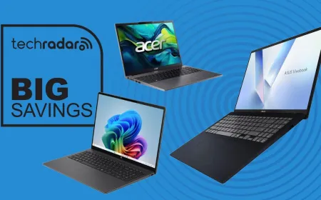 An open laptop displays hardware specifications highlighting sixteen gigabytes of memory for budget computing.