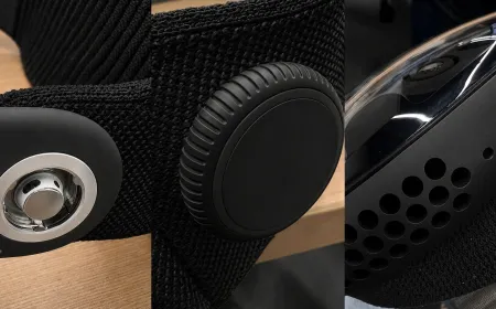 Render of the black Apple Vision Pro headset showing its dark finish and design details.
