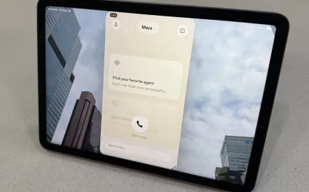 Smartphone screen displaying the Sesame AI voice interface with active conversation and search indicators
