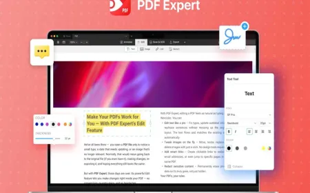 PDF Expert application interface on macOS displaying document editing tools and a lifetime license offer.