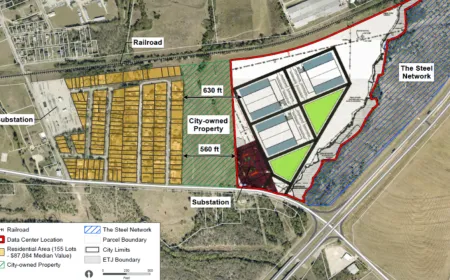 Taylor, Texas residents protest the ten million dollar sale of donated parkland to a commercial data center developer.