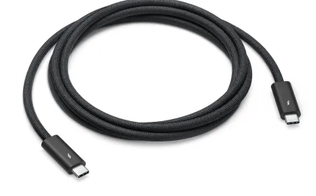 One-meter Apple Thunderbolt 5 Pro cable with USB-C connectors.