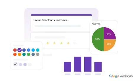 The screen displays Gemini AI generating survey questions and analyzing open text responses.