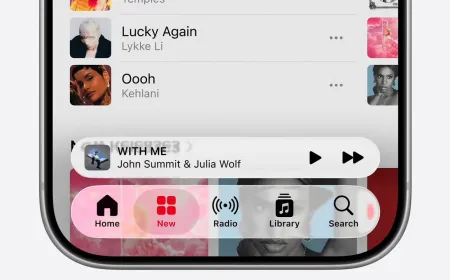 The Apple Music iOS 27 interface displays updated artist page controls and playback settings.