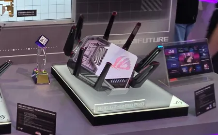 The Asus ROG Rapture GT-BN98 Pro Wi-Fi 8 gaming router features dual ten-gigabit ports.