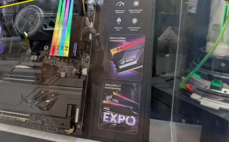 Silicon Power XPower DDR5 memory and SSDs displayed at Computex 2026, showing ARGB lighting and ROG certification.
