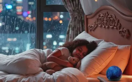 An Echo Kids device displays the Sleep Studio interface tailored for child bedtime routines.