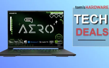 The Gigabyte Aero X16 gaming laptop features an RTX 5070 graphics processor.