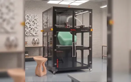 This fully enclosed Modix MAMA-1000 industrial pellet 3D printer features a cubic meter build volume and Pulsar print head.