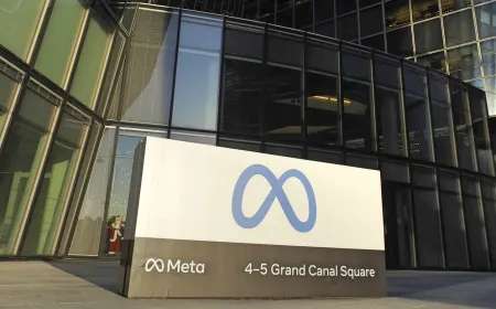 Meta logo next to European Union flag
